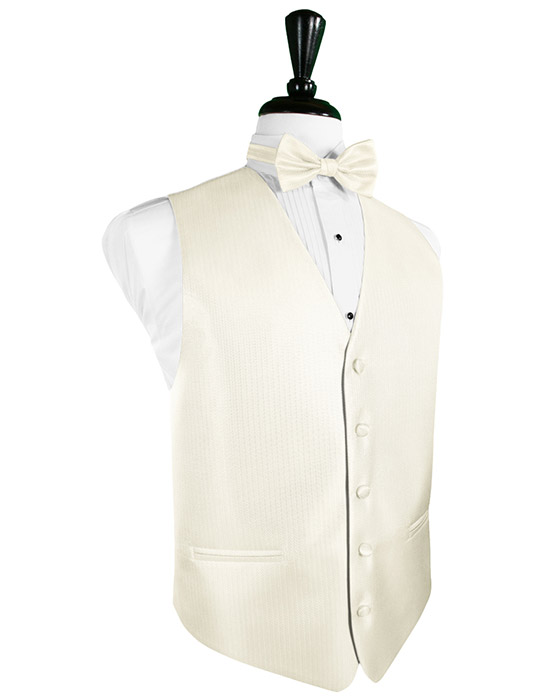 White Herringbone Vest VF704 Formal Vest Full Back 